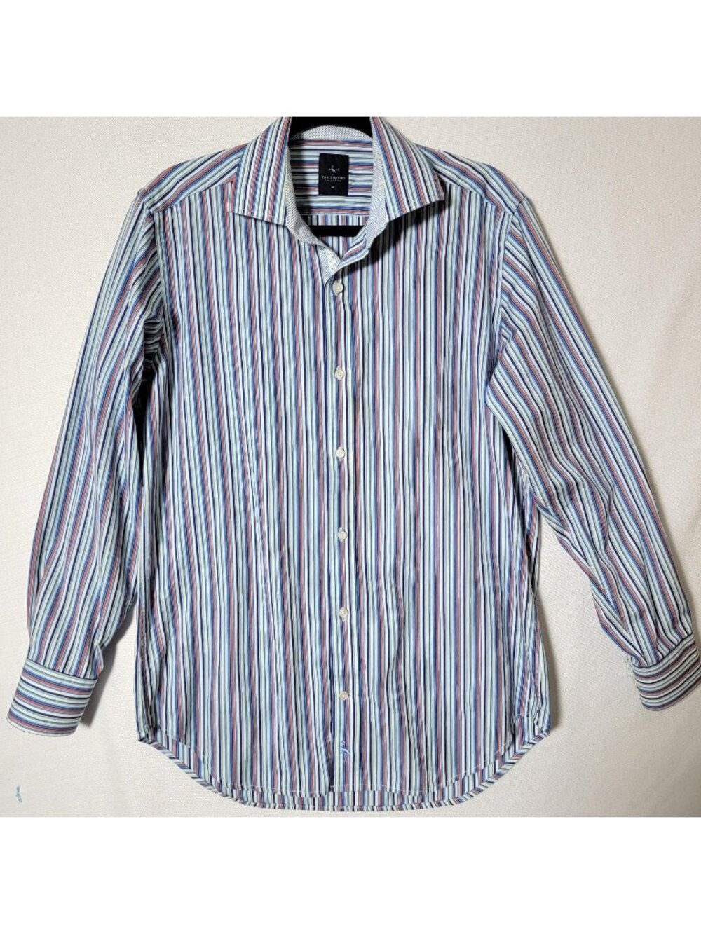 Tailorbyrd Dress Shirt Mens Size M Button Down Long Sleeve Cotton Blue White Red